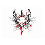 Skull with wings post card