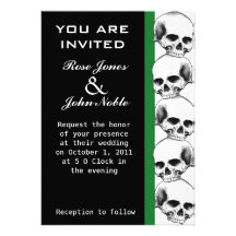 Skulls Ebony (Green) Wedding Invitation