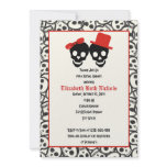 Skulls Halloween red black wedding bridal shower Personalized Invites