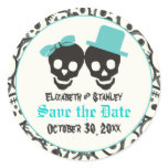 Skulls Halloween Turquoise wedding Save the Date