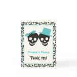 Skulls Halloween turquoise wedding Thank You