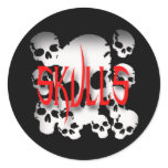 Skulls in Shadows Round Stickers