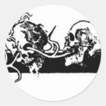 Skulls on a Vine. Circa 1901 Mexico. Round Sticker