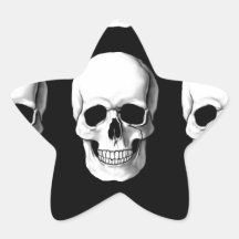 Skulls on Black Star Stickers