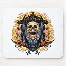 Skulls, Vampires and Bats customizable by Al Rio. Mouse Pad