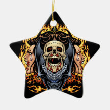 Skulls, Vampires and Bats Gothic Design by Al Rio Christmas Tree Ornament