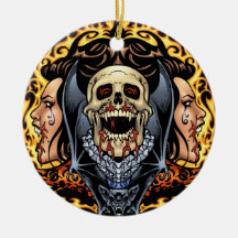 Skulls, Vampires and Bats Gothic Design by Al Rio Ornament
