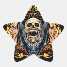 Skulls, Vampires and Bats Gothic Design by Al Rio Star Stickers