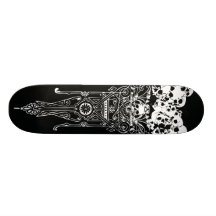 Skulls with ornate swirls graphic skateboard