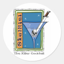 Skulltini Martini Round Stickers