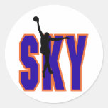 sky basketball text design round stickers