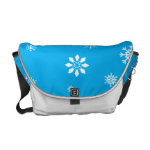 Sky blue and white snowflake courier bag