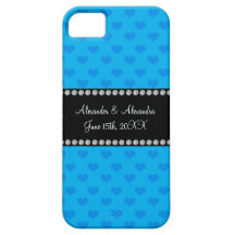 Sky blue hearts wedding favors iPhone 5 case