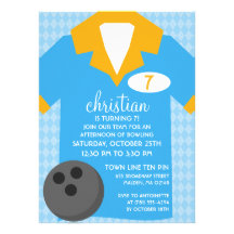 Sky Blue Join the Team Bowling Birthday Party Announcements