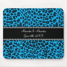 Sky blue leopard print wedding favors mouse pads