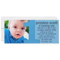 Sky Blue One Is Fun Photo First Birthday Party Custom Announcements
