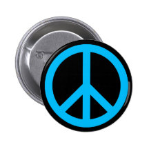 Sky Blue Peace Symbol Button