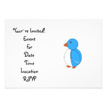 Sky blue penguin invitations