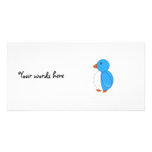Sky blue penguin personalized photo card