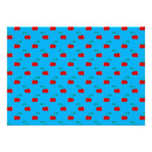 Sky blue red cherry pattern custom announcement