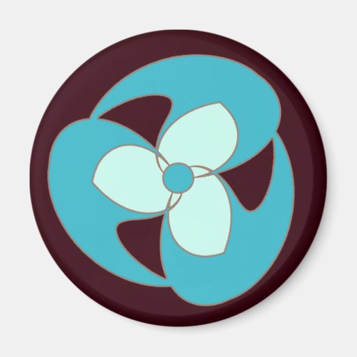 Sky Blue Retro Crescent Spiral Flower Magnet