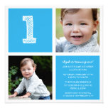 Sky Blue Room for Squares 1st Birthday Party Photo Invite