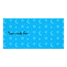 sky blue stars and moon patterns photo card template
