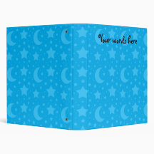 sky blue stars and moon patterns vinyl binders