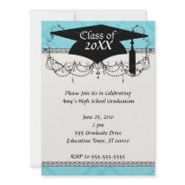 sky blue tartan plaid graduation grad custom announcement