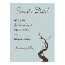 Sky Cherry Blossom Save the Date Postcards