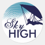 sky high hang gliding round stickers