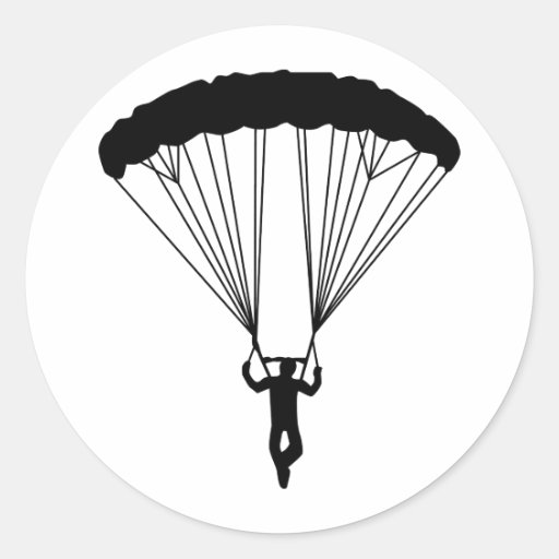 skydiver silhouette round sticker