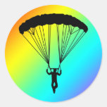 skydiver silhouette round stickers