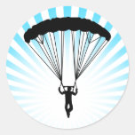 skydiver silhouette round stickers