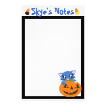 Skye Pumpkin Toon Kitty Stationery