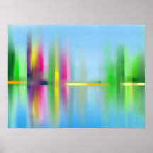 Skyline Harbour Landscape in Blue Posters