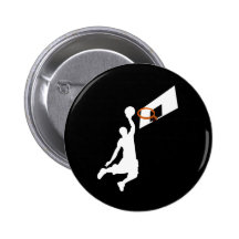 Slam Dunk Basketball Player - White Silhouette Pinback Buttons
