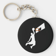Slam Dunk Basketball Player - White Silhouette Key Chain
