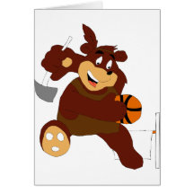 Slam Dunking Cartoon Bear Greeting Cards