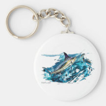 Slashing Marlin Jumping with Tuna Key Chain