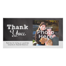 Slate Chalkboard-look Wedding Thank You Customized Photo Card