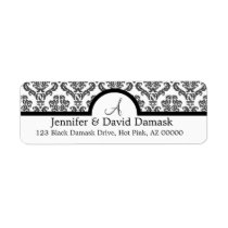 Slate Grey Damask Monogram Labels labels
