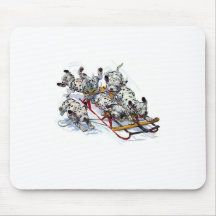 Sledding Dalmatian Pups Mouse Pads