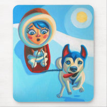 Sledding with Husky Mouse Pads