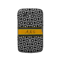 Sleek, customizable Black White and Yellow Pattern Blackberry Bold Case