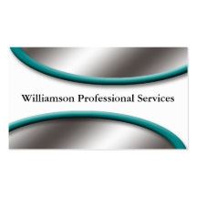 Sleek Silver with Cyan Business Cards