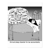 Sleep disorder for tax accountants post cards