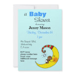 Sleeping baby on the moon baby shower invitations