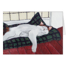 Sleeping Calico Cat Notecard