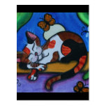 Sleeping Cat Butterflies and Dragonflies Post Cards